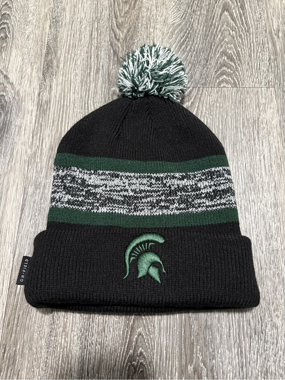 Michigan State Spartans Black & Green Pom Beanie